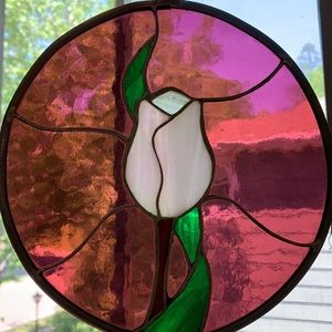 Stained glass tulip window decor handmade